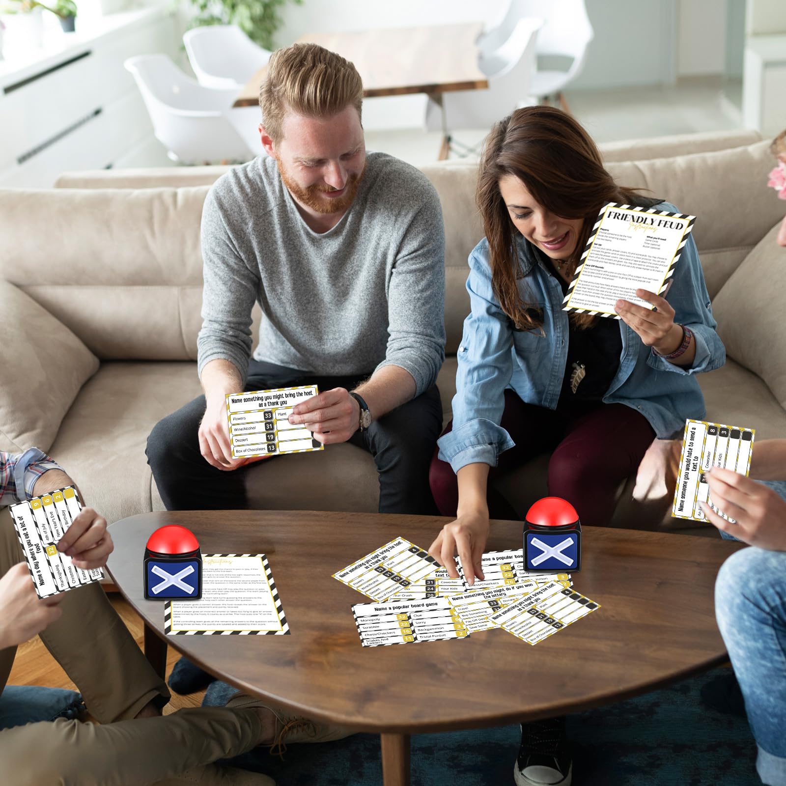Syhood Thanksgiginving Weihnachtsfreundliches Fehd-Spiel mit 2 Spiel-Summern, Fehd-Kartenspiel, Familienspielabend, Neujahrs-Quizspiel, lustige Fehde für Party, Büro, Klasse, Erwachsenengruppen