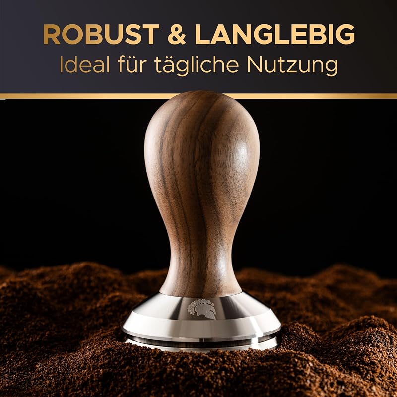 BaristaLegends 58,5 mm Espresso Tamper Rozsdamentes Acél Fa Nyéllel Profi Kávéhoz