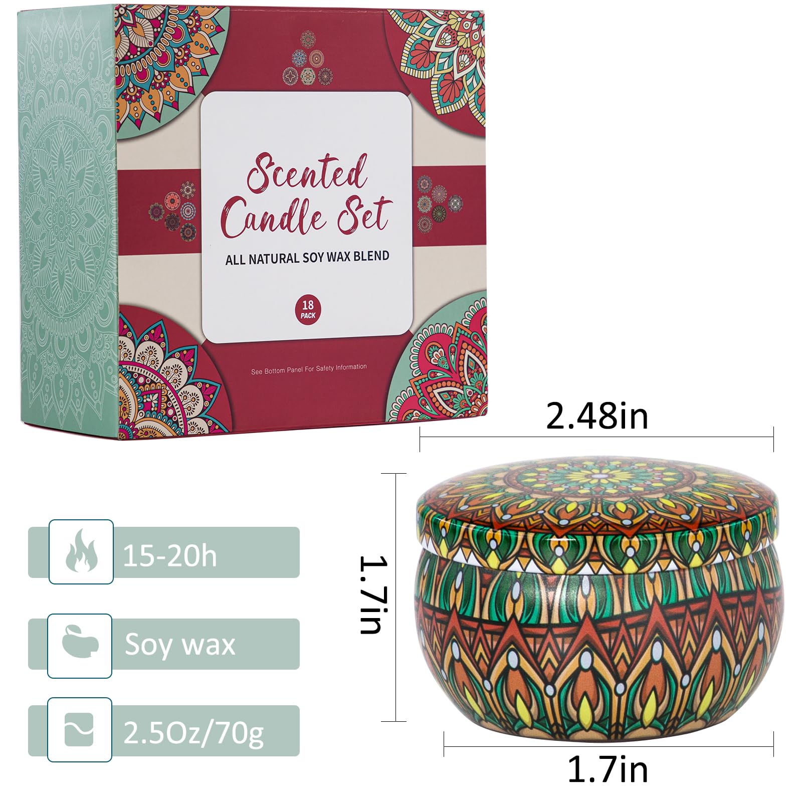Velas Aromáticas Regalos para Mujeres, 18 Pack Velas Aromáticas en Set de Regalo, Velas Decorativas, Vela de Cera de Soja para el Día de la Madre, Navidad, Cumpleaños, San Valentín, Baño, Yoga, Sueño