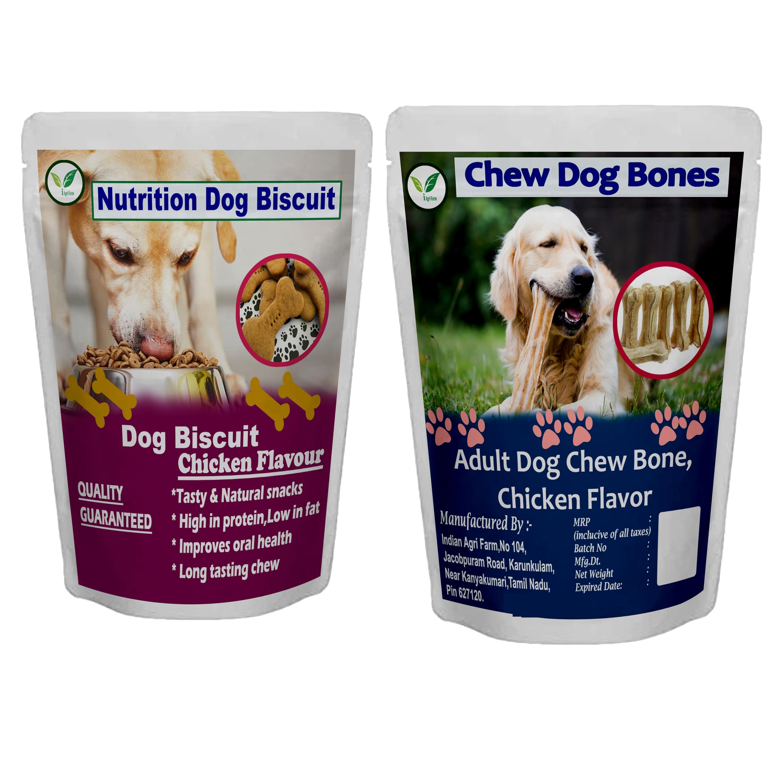 Iagrifarm Combo Pack/Chicken Flavour Biscuit & Calcium Bone / 450 g (225 g Each) / Dog Treats/All Life Stages & All Breeds (B0C9TV9TFN) Amazon Price History, Amazon Price Tracker