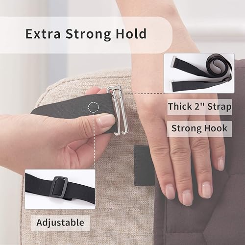 Miniatura 6 de SunStyle Home Funda de sofá gris oscuro, resistente al agua, funda protectora para muebles, funda acolchada de panal con correa elástica ajustable y