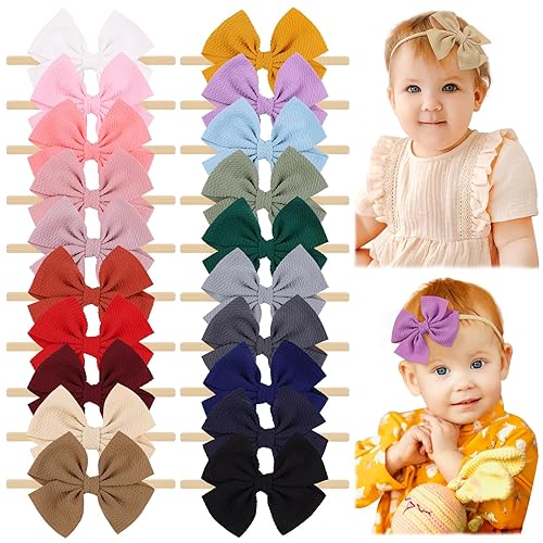 jollybows 20 piezas Lazos para el Cabello para Bebés Niñas Diadema Banda de Cabello de Nylon Elástica Accesorios para el Cabello para Niños Bebés y