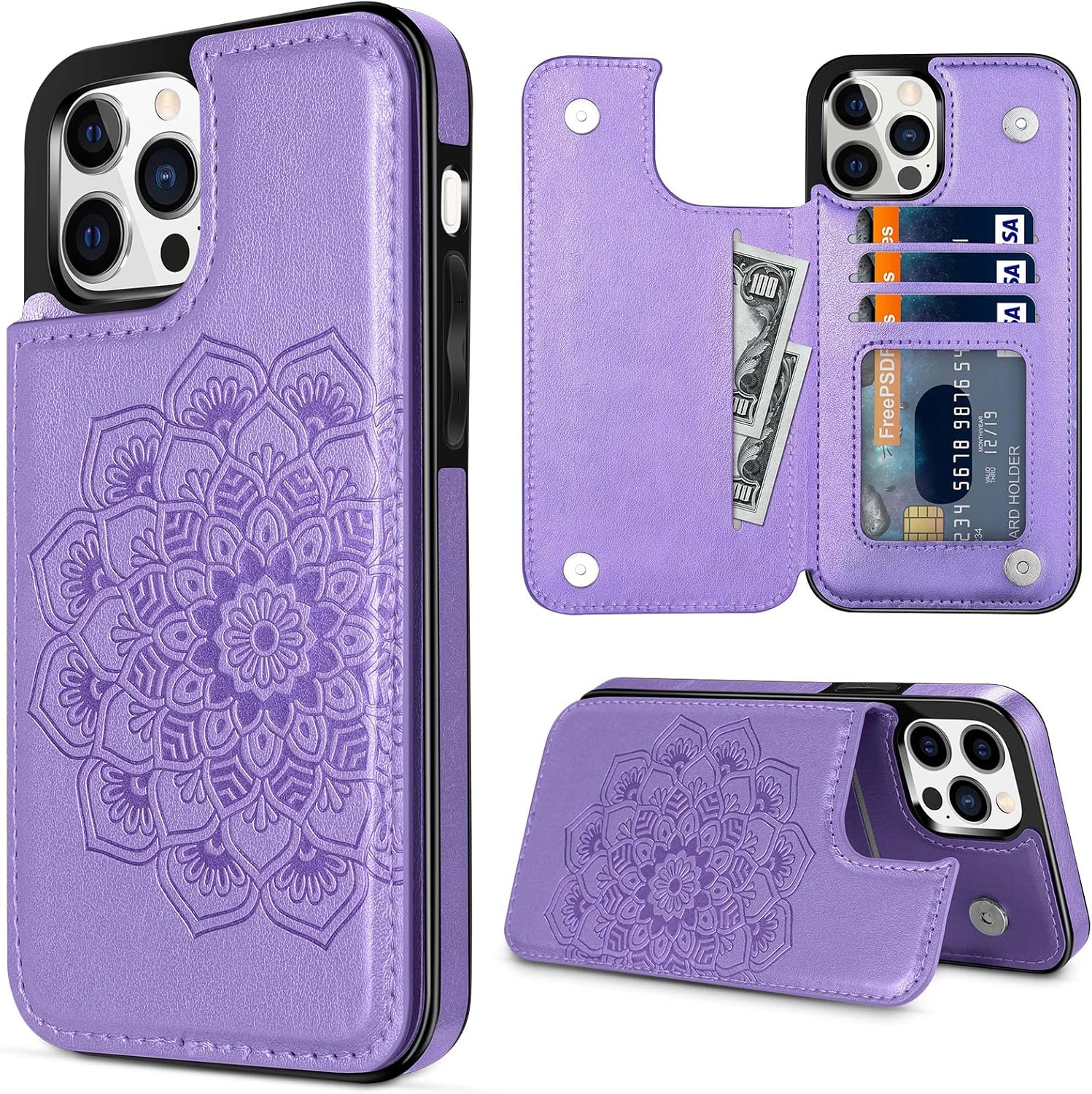 iMangoo for iPhone 12 Pro Max Case Wallet Credit Card Holder Slots, Cases for iPhone