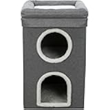 TRIXIE Saul Cat Condo | 2-Story Condo Tower | Scratching Surface | Foldable for Easy Storage | Gray