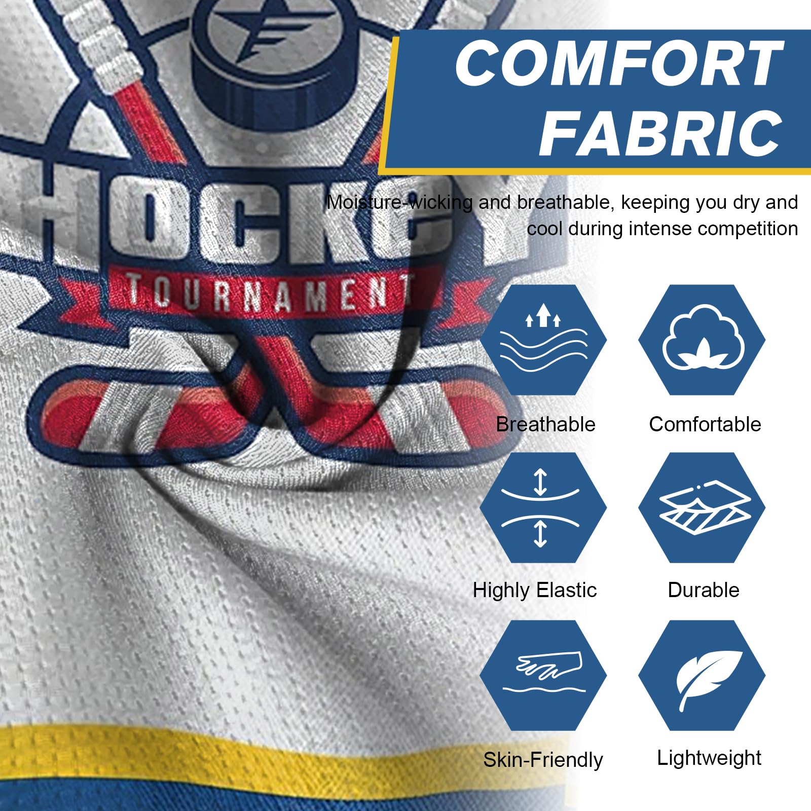 Maillot de Hockey sur Glace personnalisé avec nom numéro et Logo d'équipe – Haut à Manches Longues pour Homme