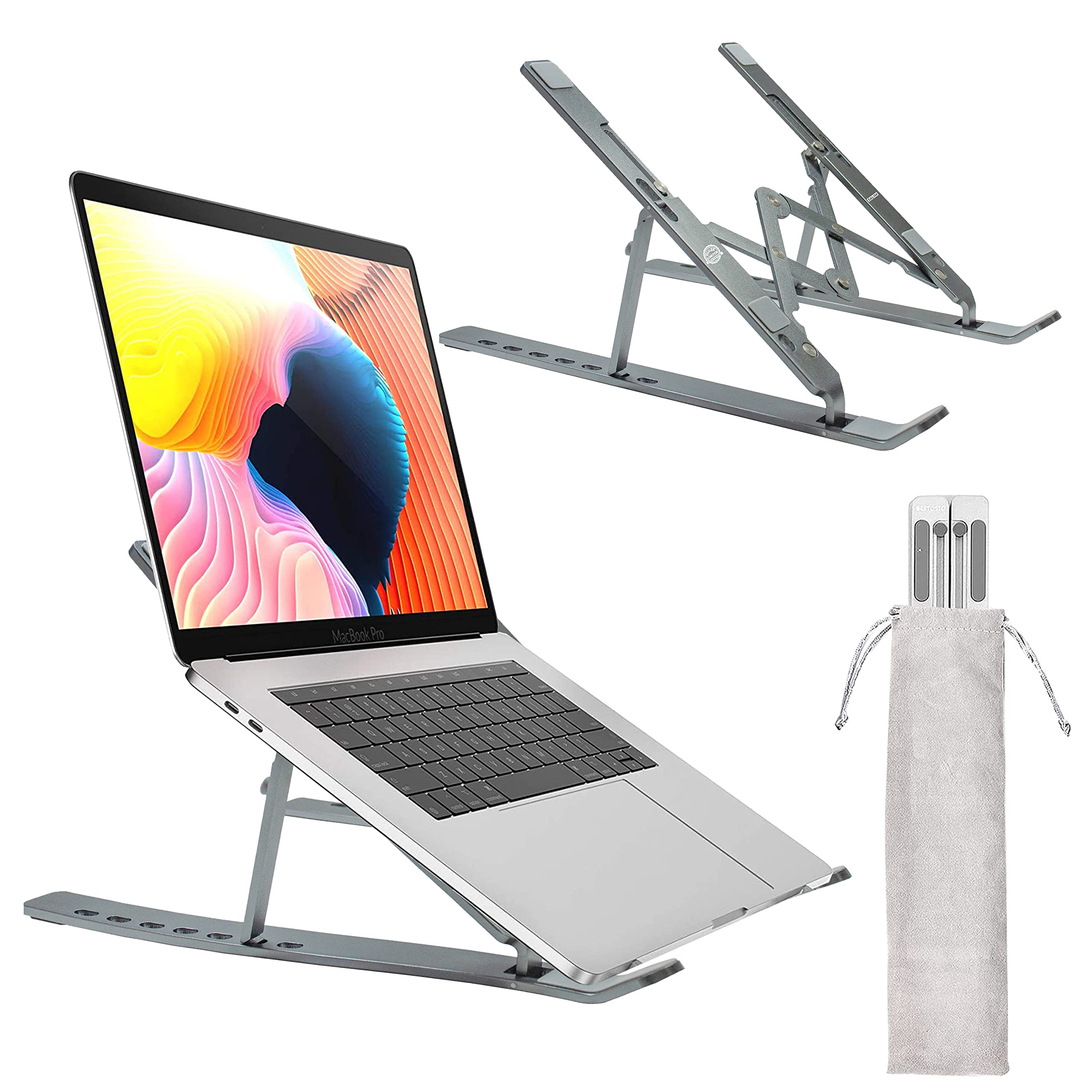 Buy Laptop Stand. Aluminum Adjustable Portable Riser Foldable. Computer