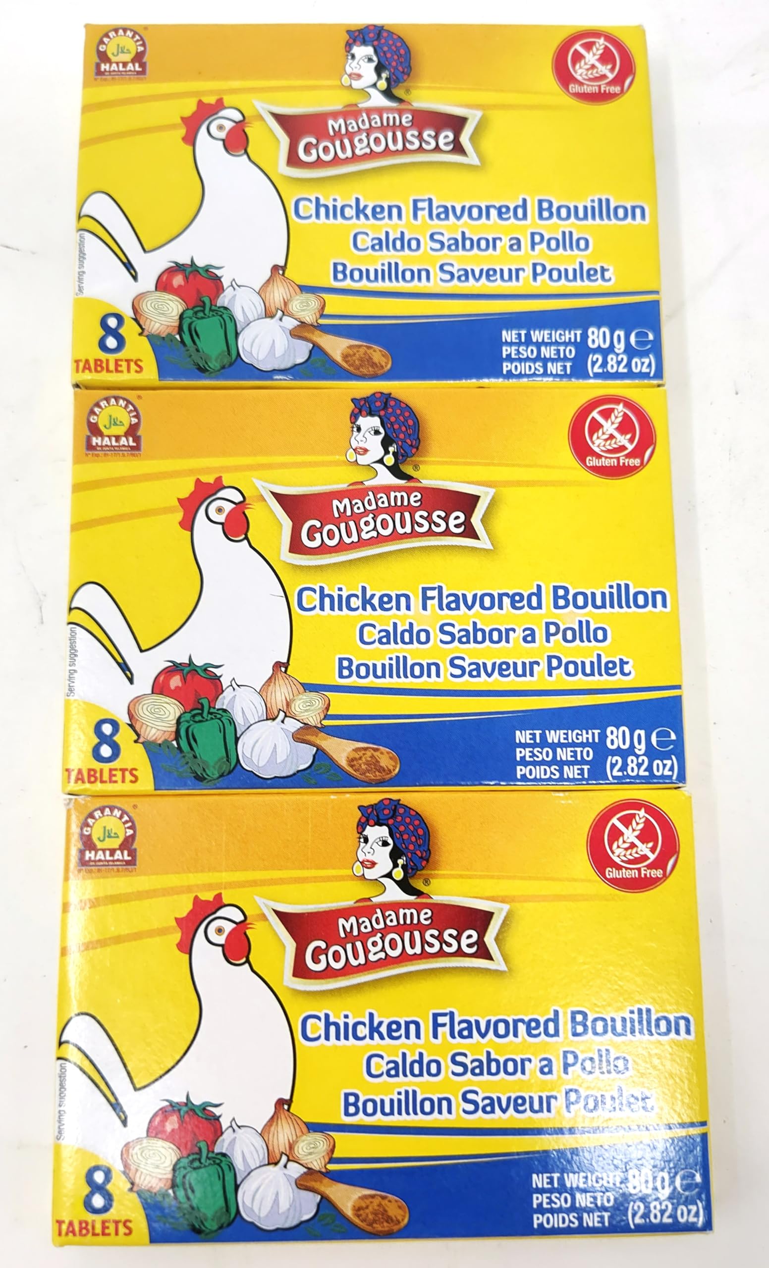 Meat Flavored Bouillon Tablets, 2.82 oz, 8 Count, Pack of 3 (2.82oz, Chicken)