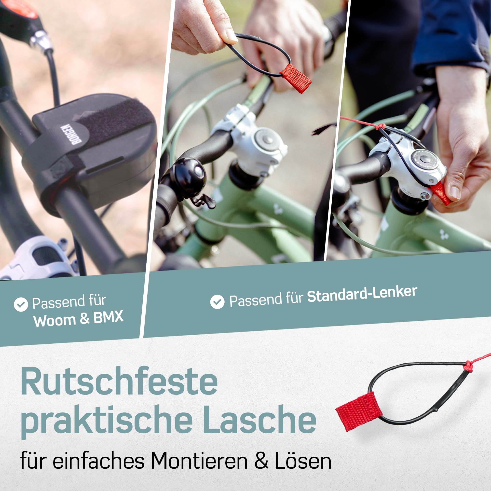 Borgen Fahrrad Abschleppseil für Kinder und Erwachsene - Sicheres und Schnelles An- und Abkoppeln - passend für alle Lenker - Zuglast bis 120 kg - Ziehhilfe Seilzug, Follow me Fahrradseil
