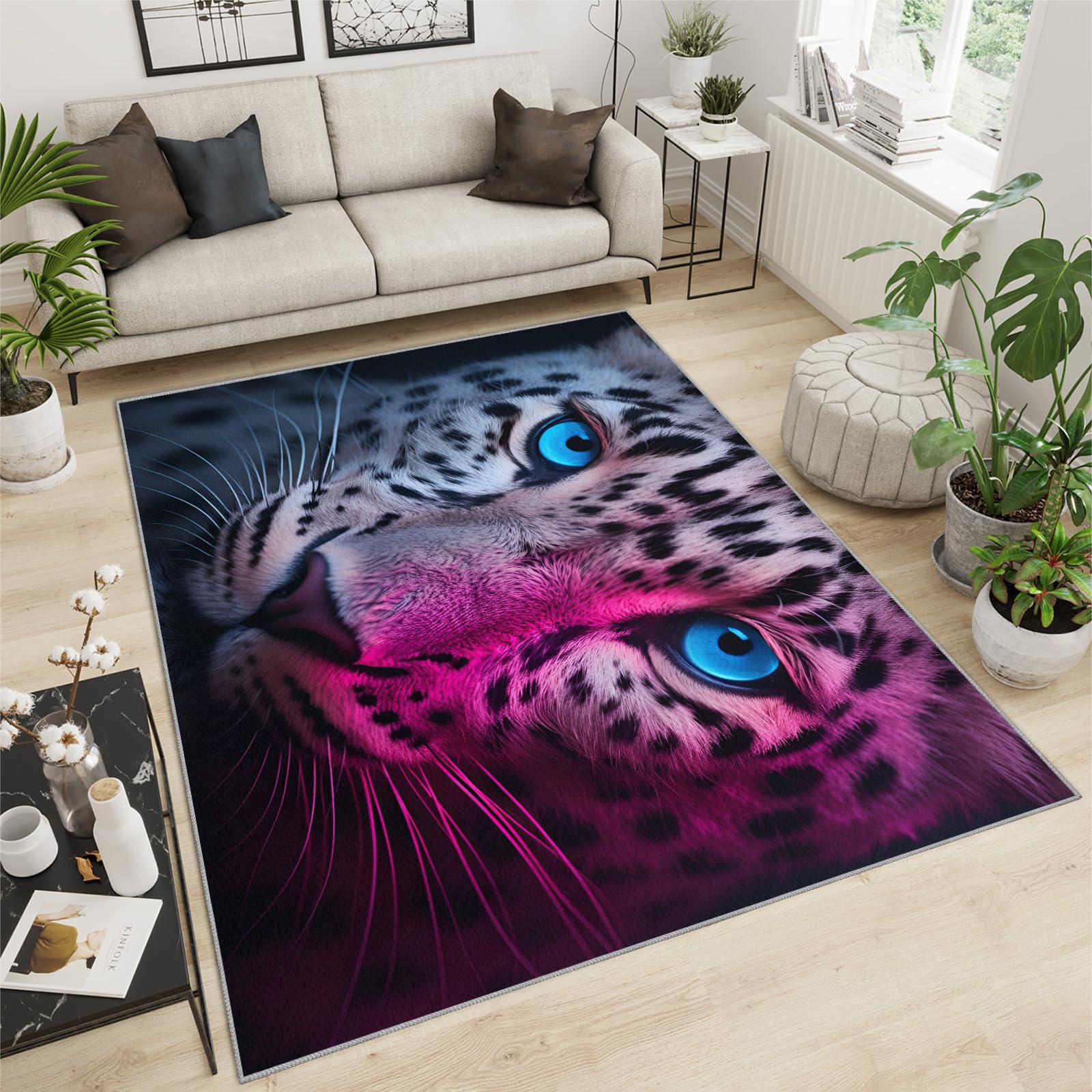 Cheetah Rug for Bedroom - Cheetah Rugs for Boys Room, Wild Animals Area Rug, Washable Carpet for Kids Dormitory Living Room Farmhouse 180x240cm