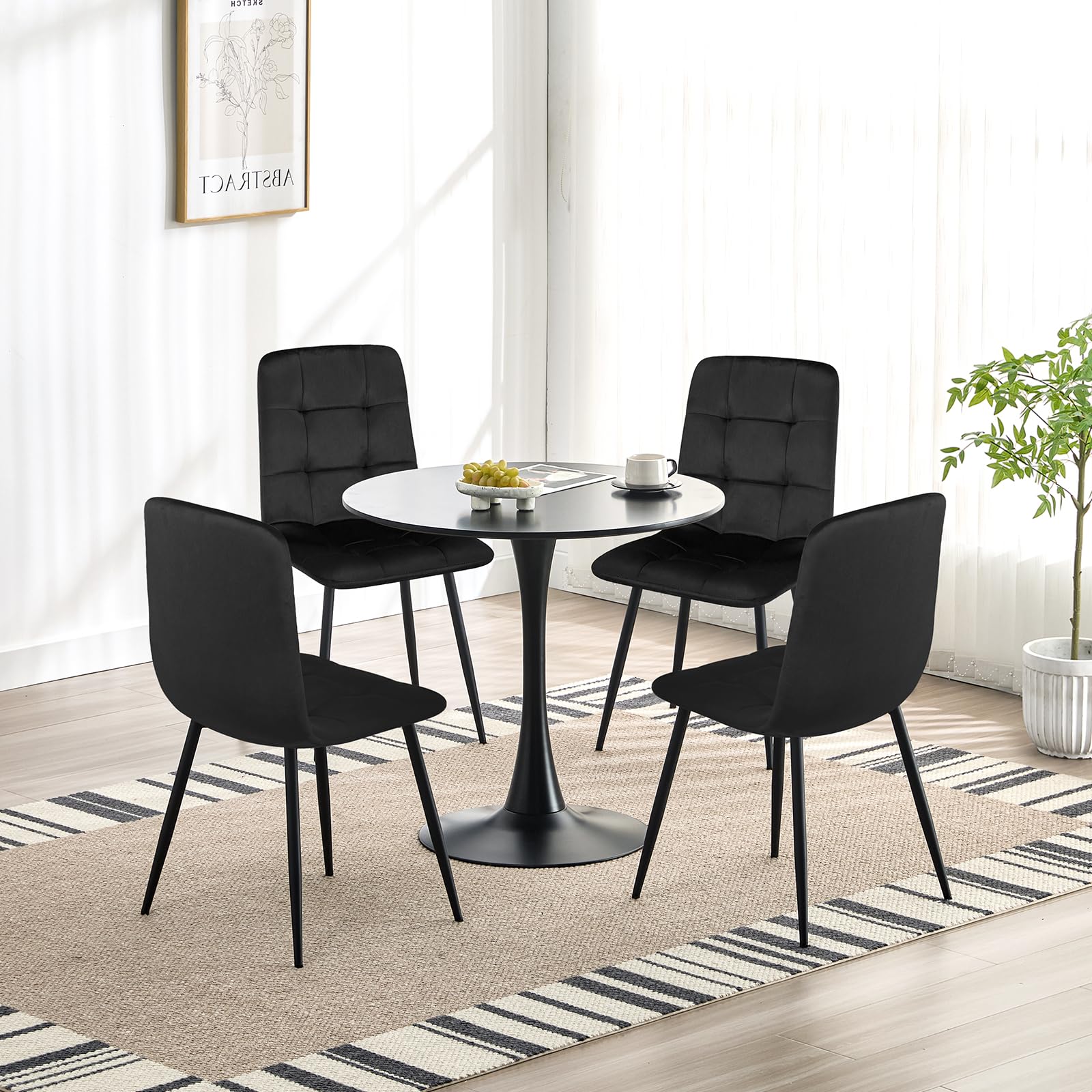 Set 8 Sedie Da Pranzo In Velluto - Design Olandese, Imbottite, Marrone - Foto 9