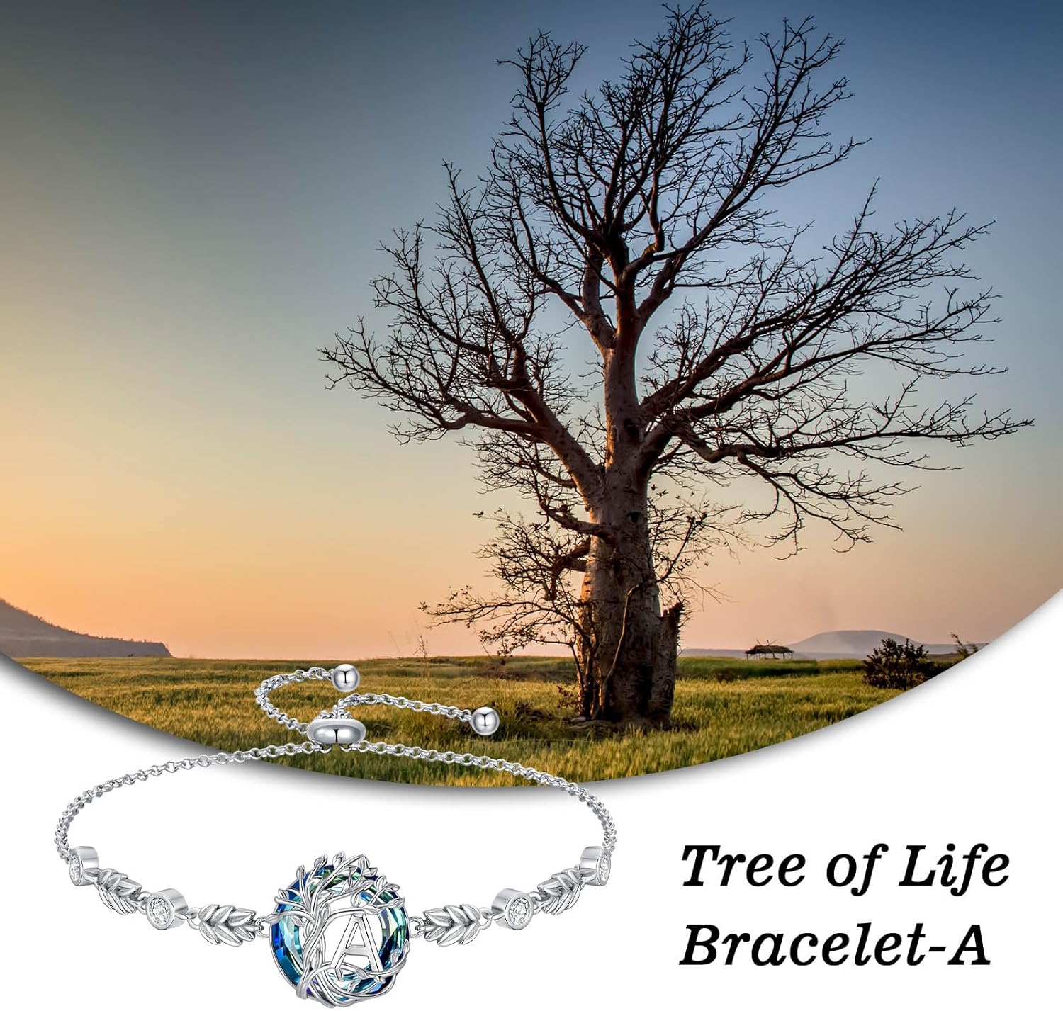 TOUPOP Tree of Life Initial Bracelet 925 Sterling Silver A-Z Letter Bracelet Blue Circle Crystal Jewelry Birthday Valentines Day Gifts for Women Her Wife Mom - Image 3
