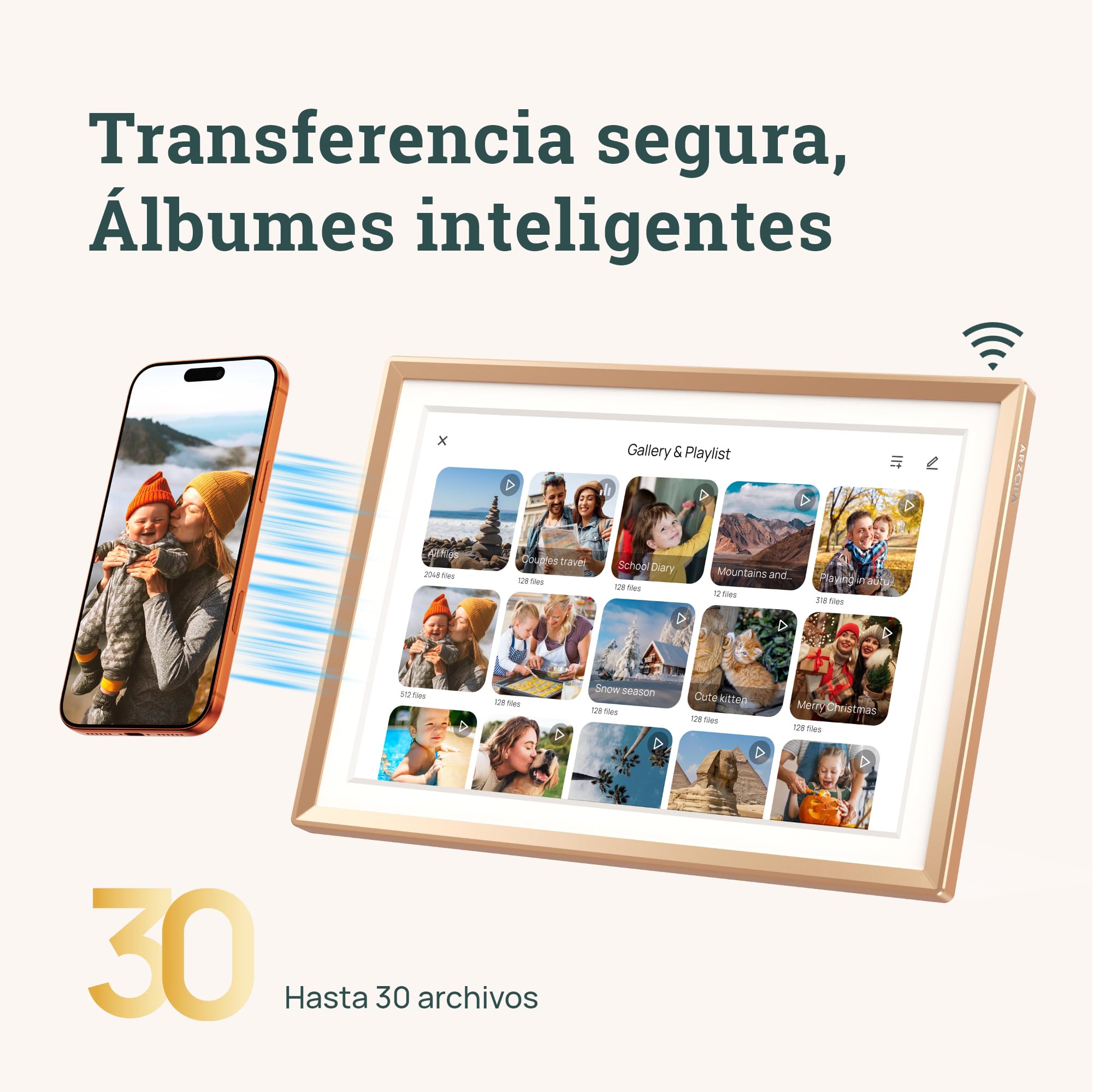 ARZOPA Marco de Fotos Digital 10.1" Nube Ilimitada Gratis HD IPS Pantalla Táctil Marco Digital de Metal Comparte Fotos Videos a Distancia Via App Marco Personalizado Regalar - D10 Gold