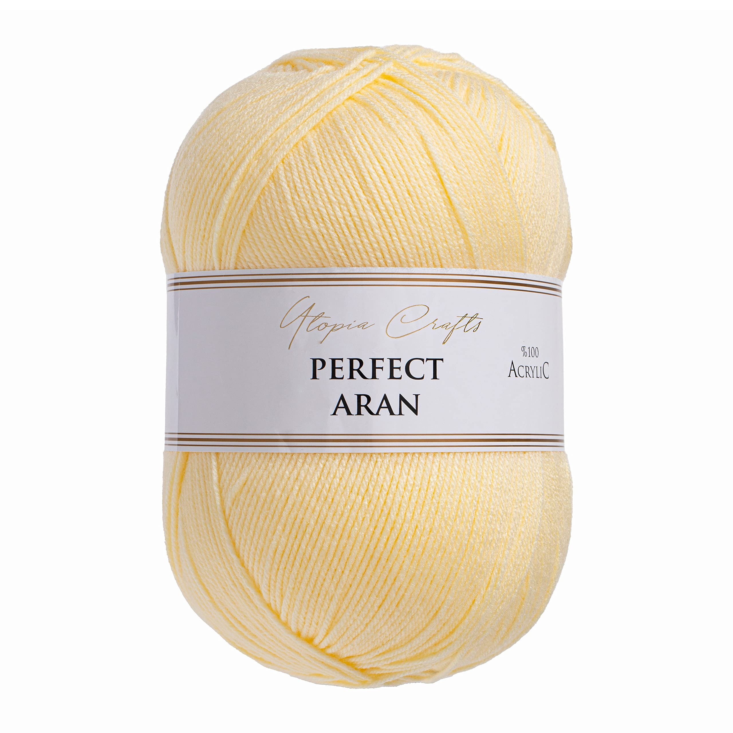 Utopia Crafts Aran Knitting and Crochet Yarn, 400g (Satin Yellow)