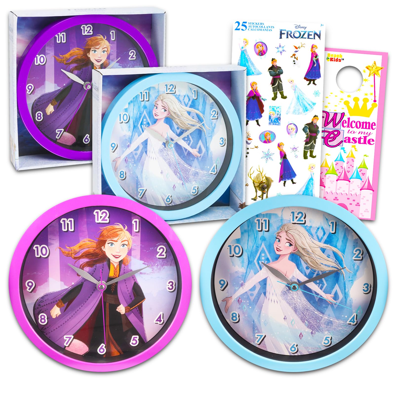 Amazon.co.jp: アナと雪の女王の壁掛け時計セット - エルサとアナの10
