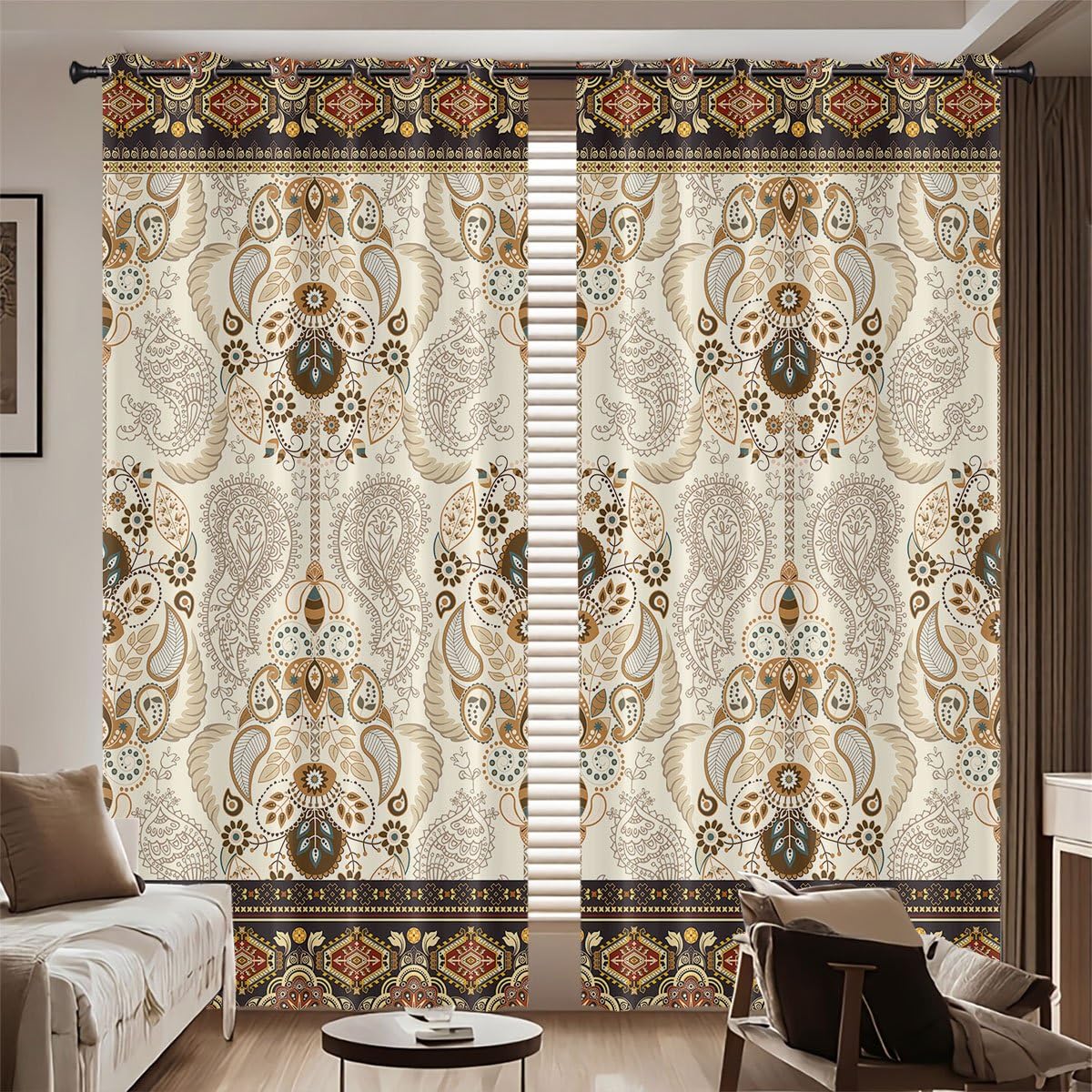 Rideaux occultants à motif floral bohème pour instaurer une atmosphère apaisante