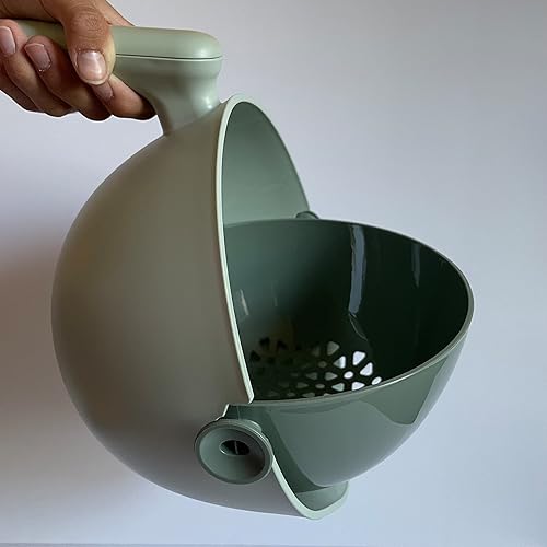 Miniatura 5 de Colador 2 en 1 y colador para frutas, verduras, pasta, espagueti, giratorio, sin BPA, plástico de grado alimenticio con mango para 2 litros
