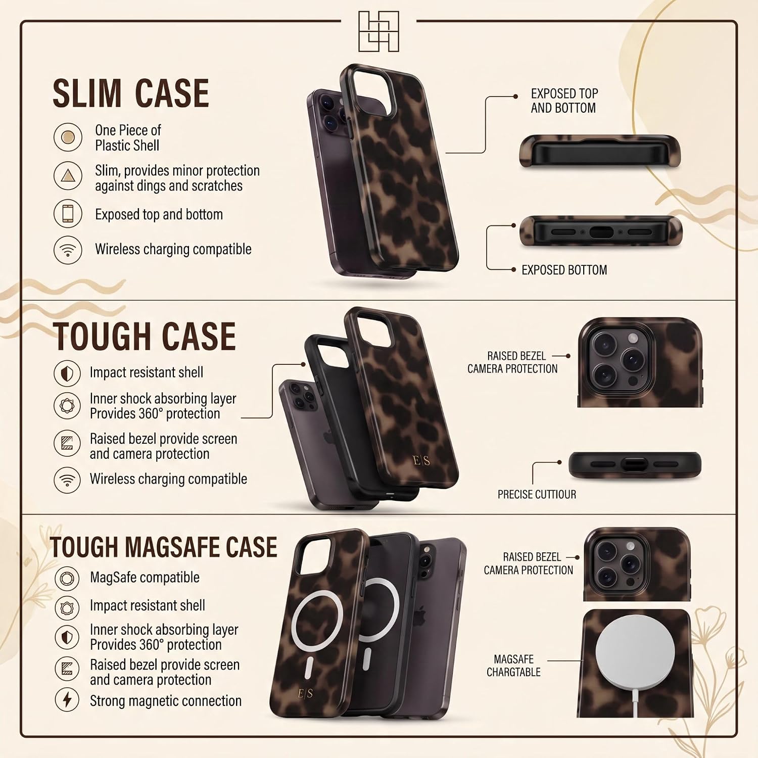 Personalized Amber Tortoise Phone Case, Custom Initials Tortoiseshell image 3