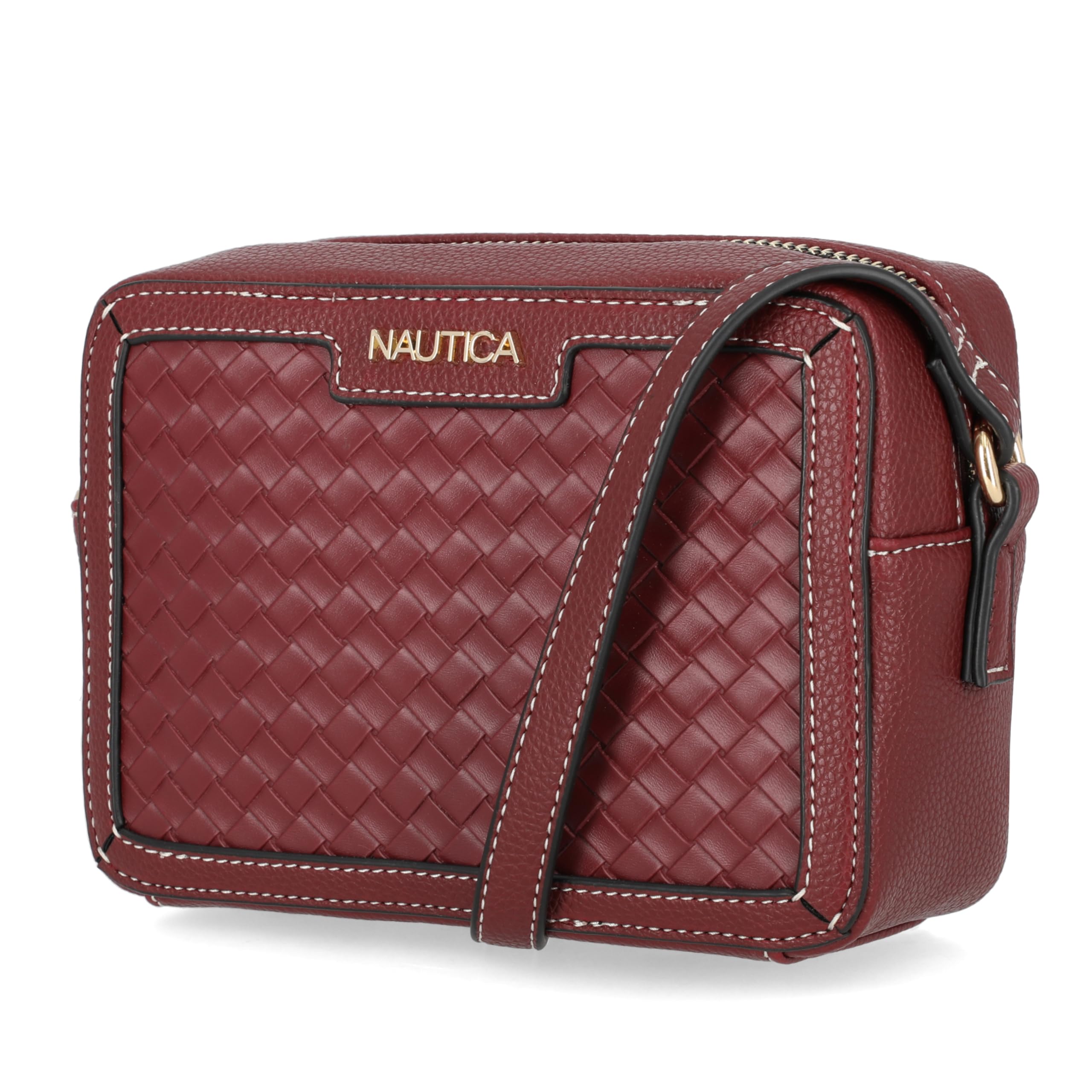 Nautica Women's Candid Camera Adjustable Crossbody Bag One Size Cabernet Woven