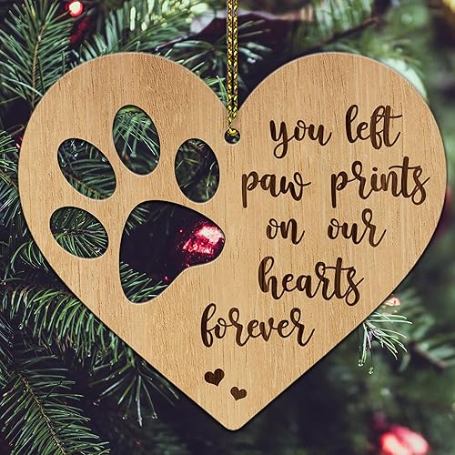 Miniatura 6 de HYTURTLE Regalos conmemorativos para mascotas por pérdida de mascotas, adorno de madera conmemorativo para perros, regalos de decoración de árbol de