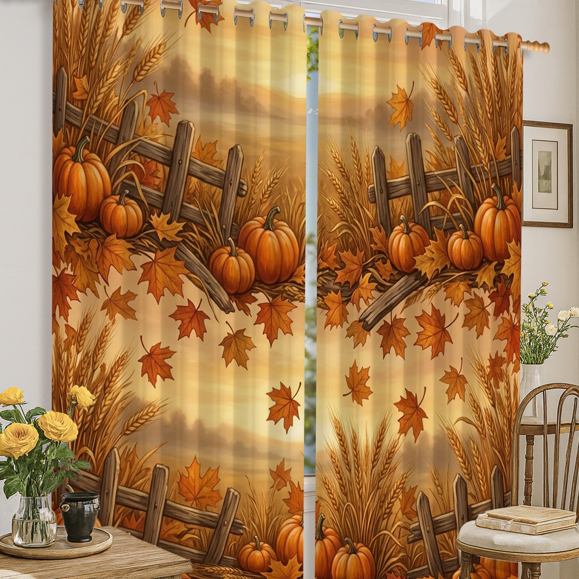 Rideaux occultants citrouilles pour bloquer la lumière de la chambre
