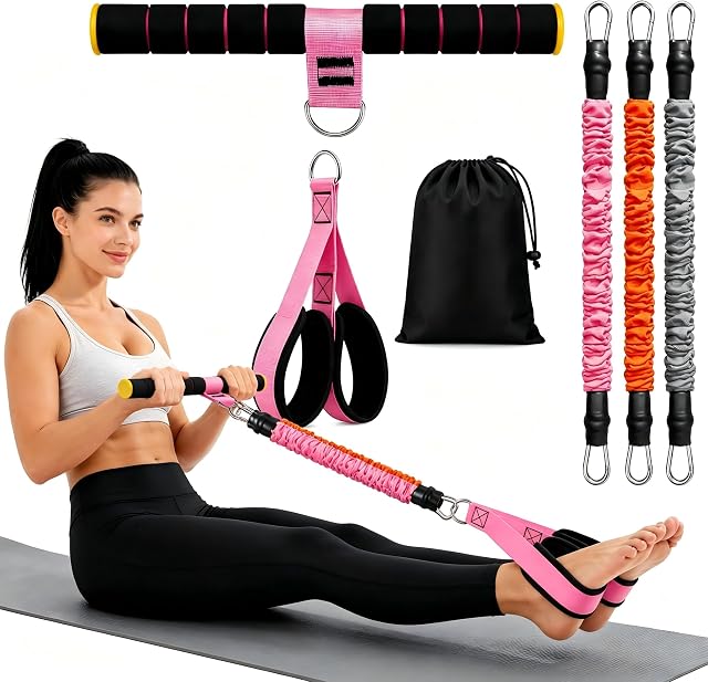 Bandes de résistance à la pédale avec poignées pour les femmes, 3 Niveaux Lbs Tubes, équipement de travail complet pour le corps de base/Abs, bras, jambes, manche double-couche sécuritaire, pédales antidérapantes