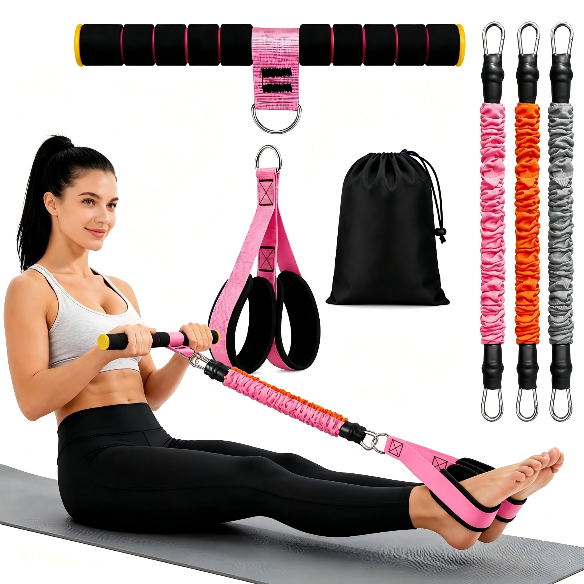 BYUSLOR 20-40LBS Pedal Resistance Band with Handle Full Body Workout