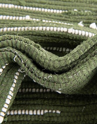 Miniatura 6 de Unique Loom Chindi Cotton Collection - Alfombra rectangular de 2 x 3 pies 1 pulgada, color verde y marfil