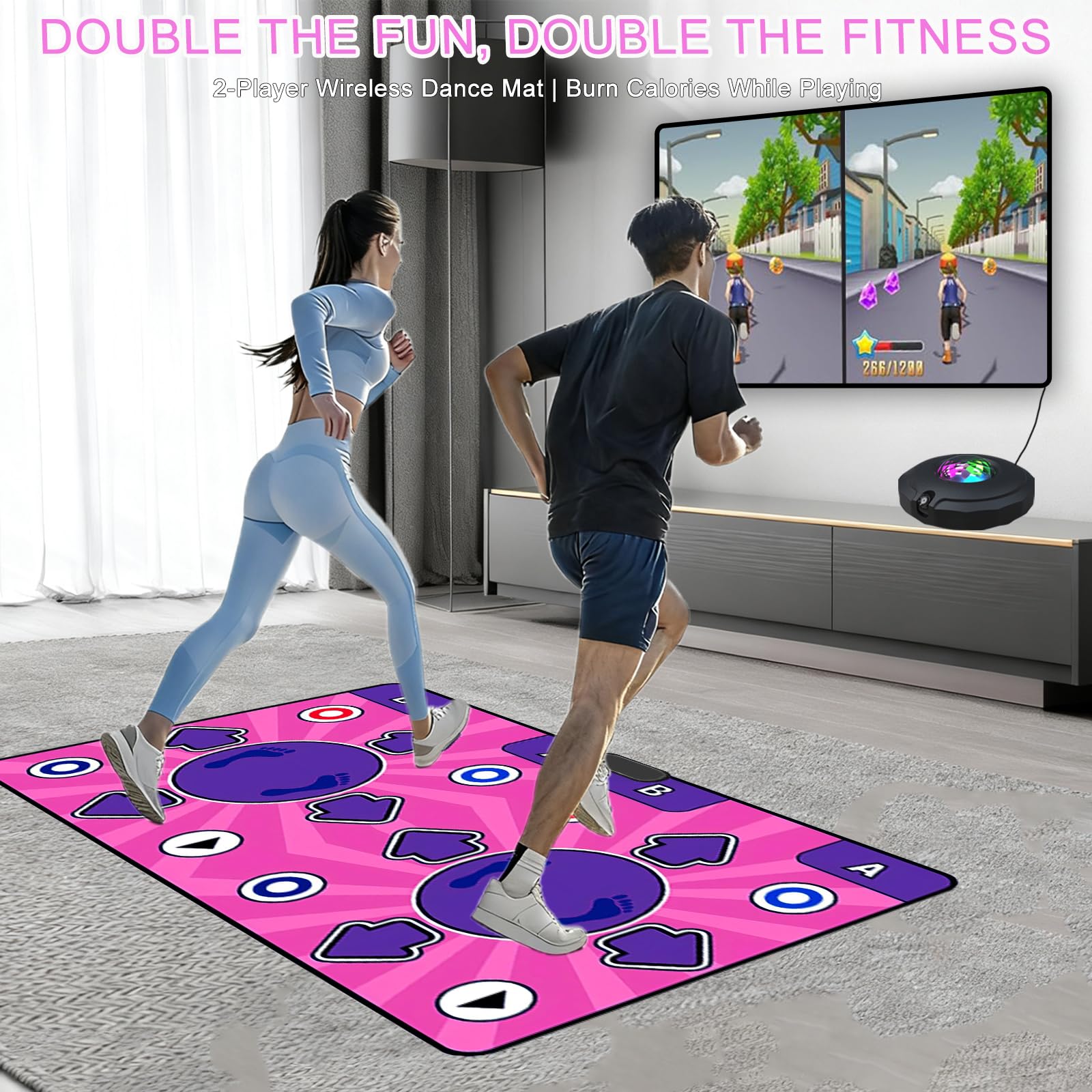 Tappetino da ballo interattivo per bambini, tappetino da ballo elettronico con telecamera AR, HDMI per TV, 100+ giochi, antiscivolo, tappetino sportivo fitness per bambini, ragazzi e famiglie