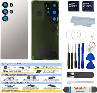 Galaxy S25Ultra Back Glass Replacement for Samsung Galaxy S25Ultra 6.9inches Back Cover with Lens Frame Pre-Installed Tape +Tools (Grey)