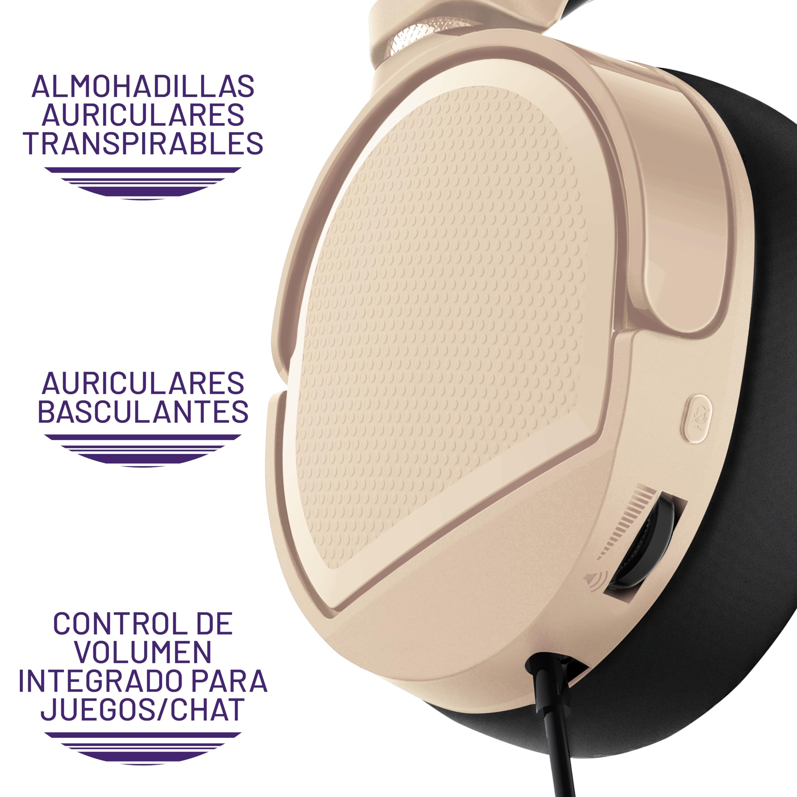Stealth Panther Sand - Auriculares de Juego Supra-Ear PS4/PS5, Xbox, Switch, PC con micrófono Flexible, Conector Jack de 3,5 mm, Cable de 1,5 m, Ligero, cómodo y Duradero
