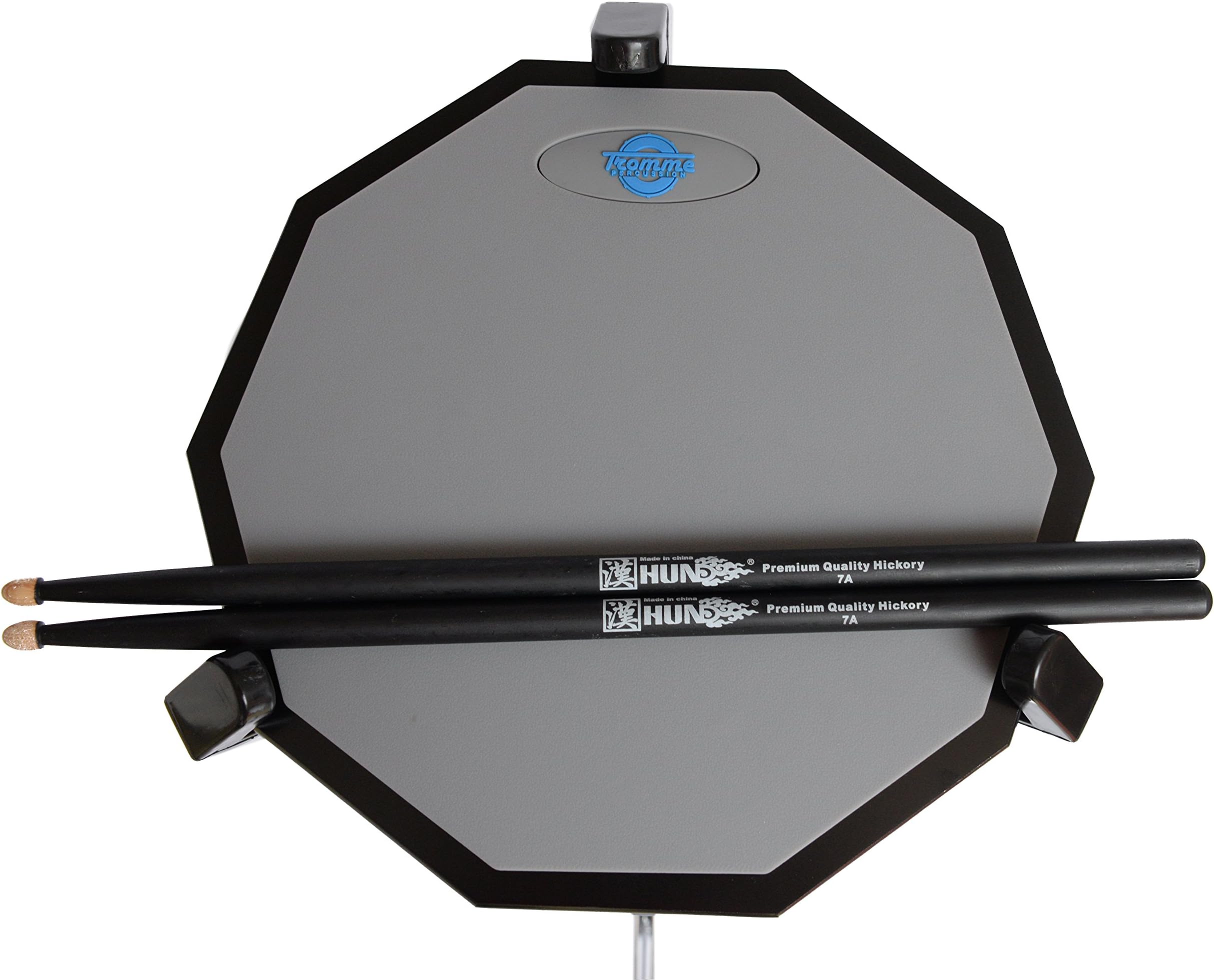 Tromme Drum Practice Pad & Carrying Case - 12 Inches - Silicone - Wooden Base with Real Drum Feel - Practice Quietly - Sticks and Stand NOT INCLUDED (Gray)
