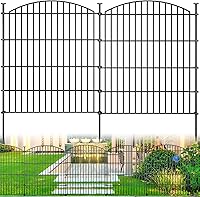 Richmen 10 Panels Rustproof Metal Dog Garden Fence 32in H x 23.6ft L - No Dig Stakes for Pet Yard Containment & Patio Security