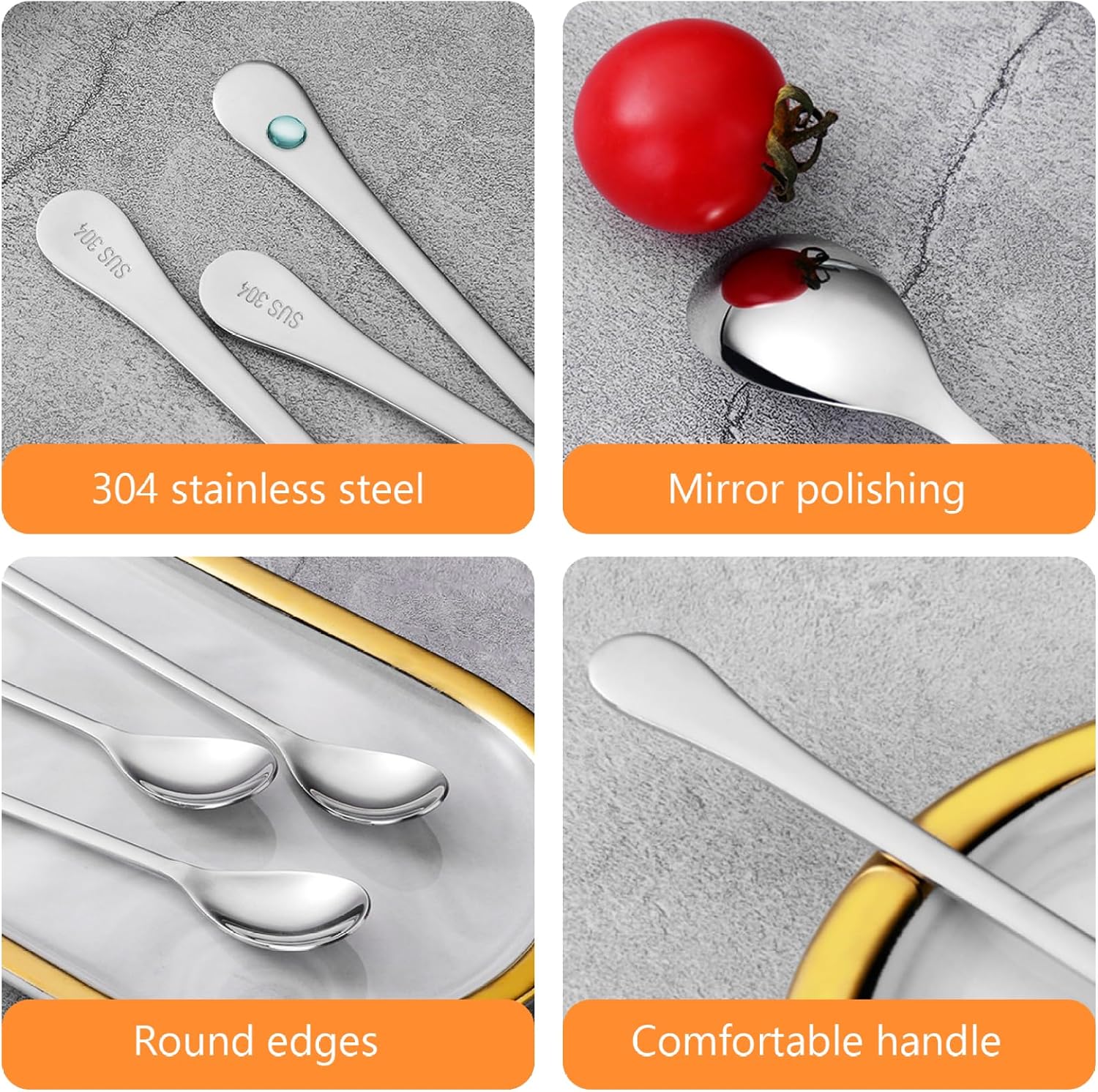 Long Spoon 4PCS 8-Inch 304 Stainless Steel Iced Tea Spoons Mirror Polishing Long Stirring Spoon Easy to Clean Ice Cream Spoons for Bar Home Party Use | Iced Tea Handle