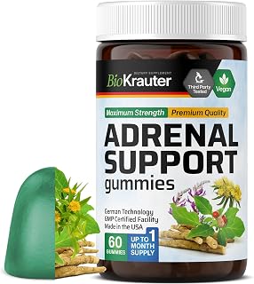 BIO KRAUTER® 8-in-1 Adrenal Support Supplements with Vitamin С, B6, B12 - Natural Adrenal Complex with Magnesium, Ashwagandha, Rhodiola Rosea for Relax & Mood Support - 60 Gummies, Non-GMO