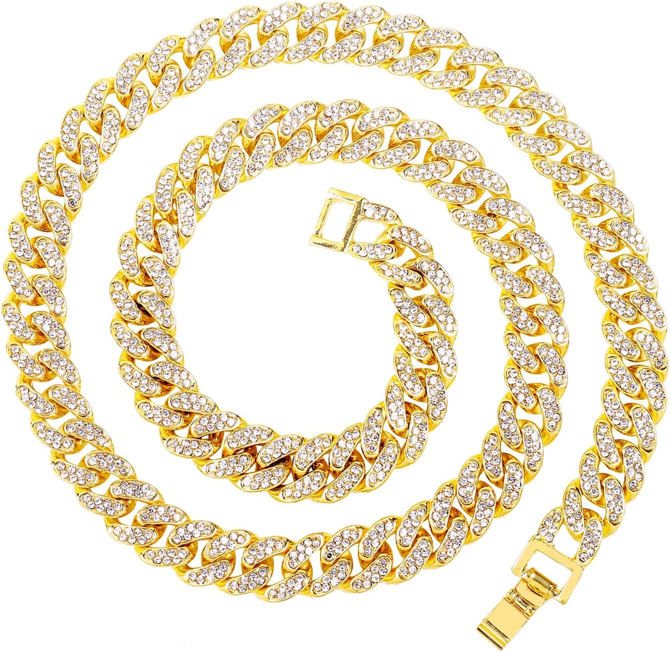 HH BLING EMPIREHH BLING EMPIRE Silver Gold Cuban Link Chain for Men/Women, Iced Out Mens Diamond Chain Necklace-Miami Cuban Link Chains Hip Hop Jewelry