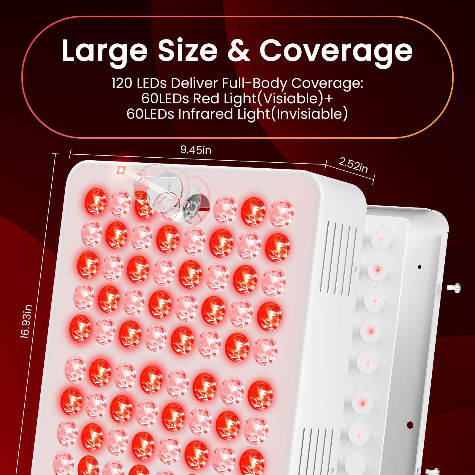 Lampada a Luce Rossa 240 LED, Lampada Infrarossa 3-in-1 con 3 timer e 5 livelli di luminosità, Piantana con 4 teste regolabili per casa, ufficio e salone