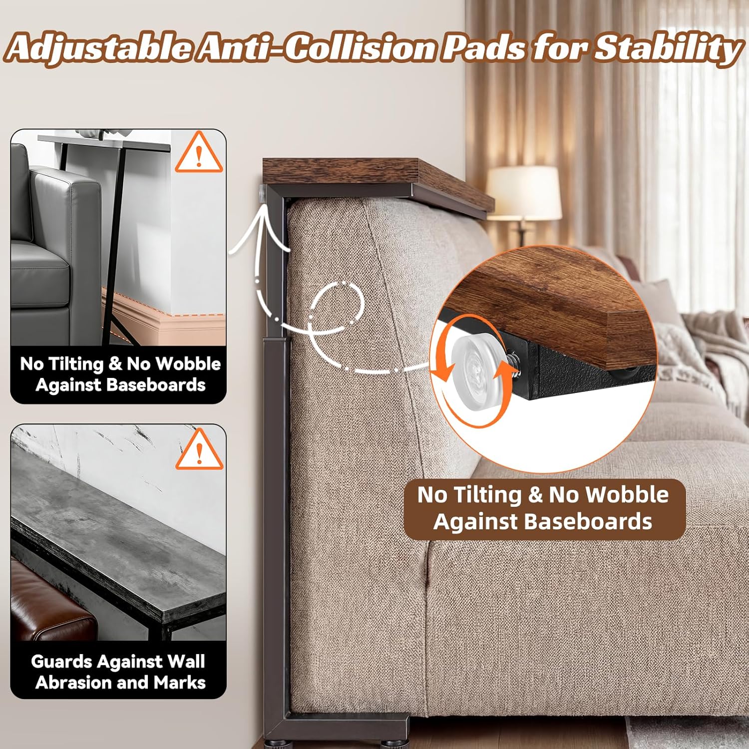 2-Pack Narrow Console Table with 2 Power Outlets & USB-C & USB, 78.8" Narrow Sofa Table with Adjustable Height 25"-32", 5.9" Skinny Behind Couch Table with Storage for Living Room, Entryway, Brown