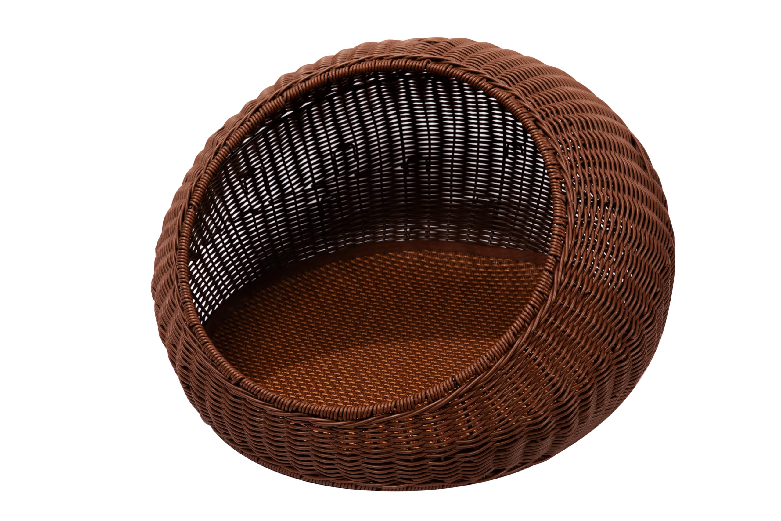 – Cat Bed Rattan Semicircle, Cat Nest, Woven Cat Basket, Handmade Cat Bed, Handcrafted Cat Lounger, Rattan Woven Cat Hideaway, Dark Brown, All-season bed