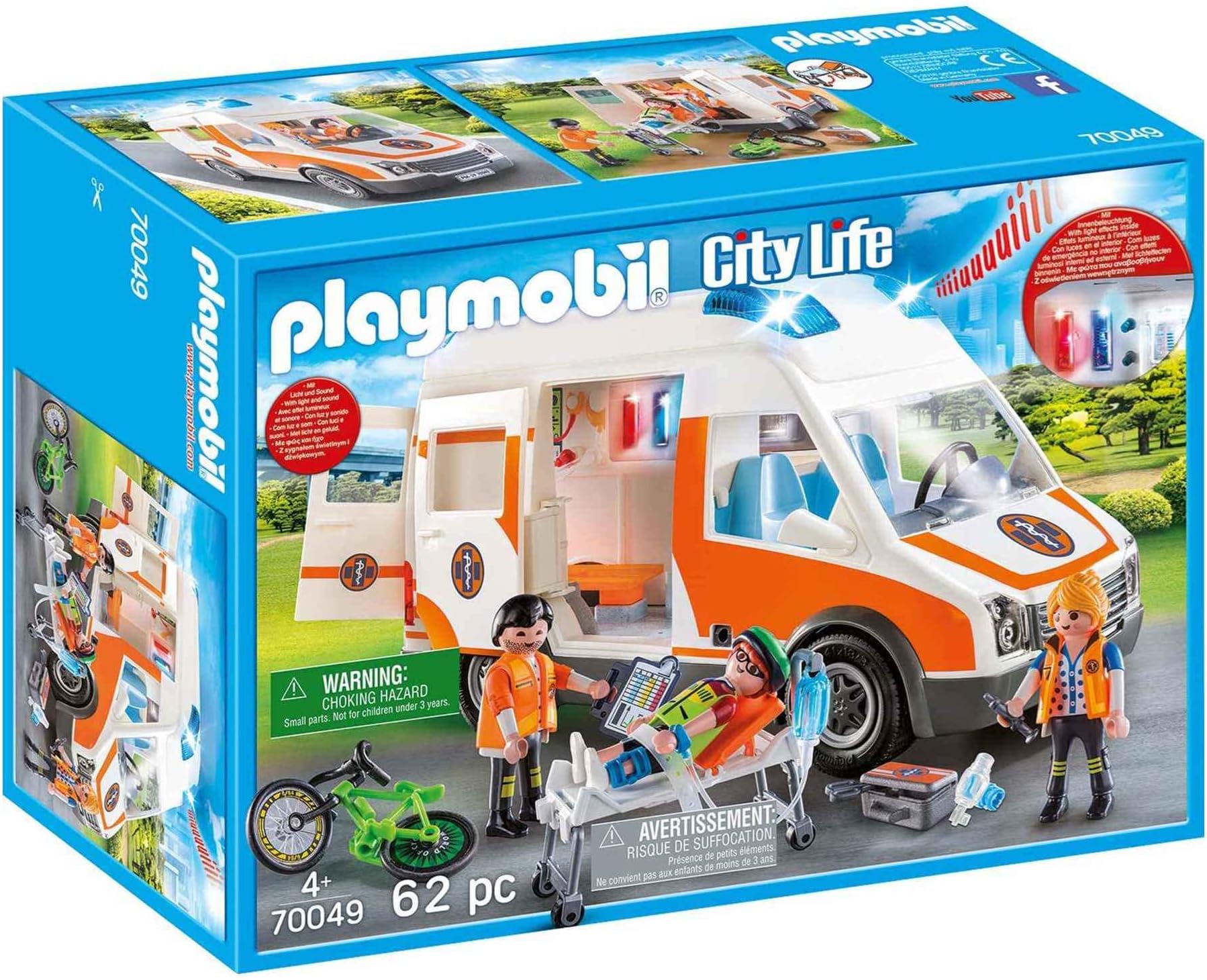 Playmobil 70049 City Life Hospital Ambulance with Lights and Sound