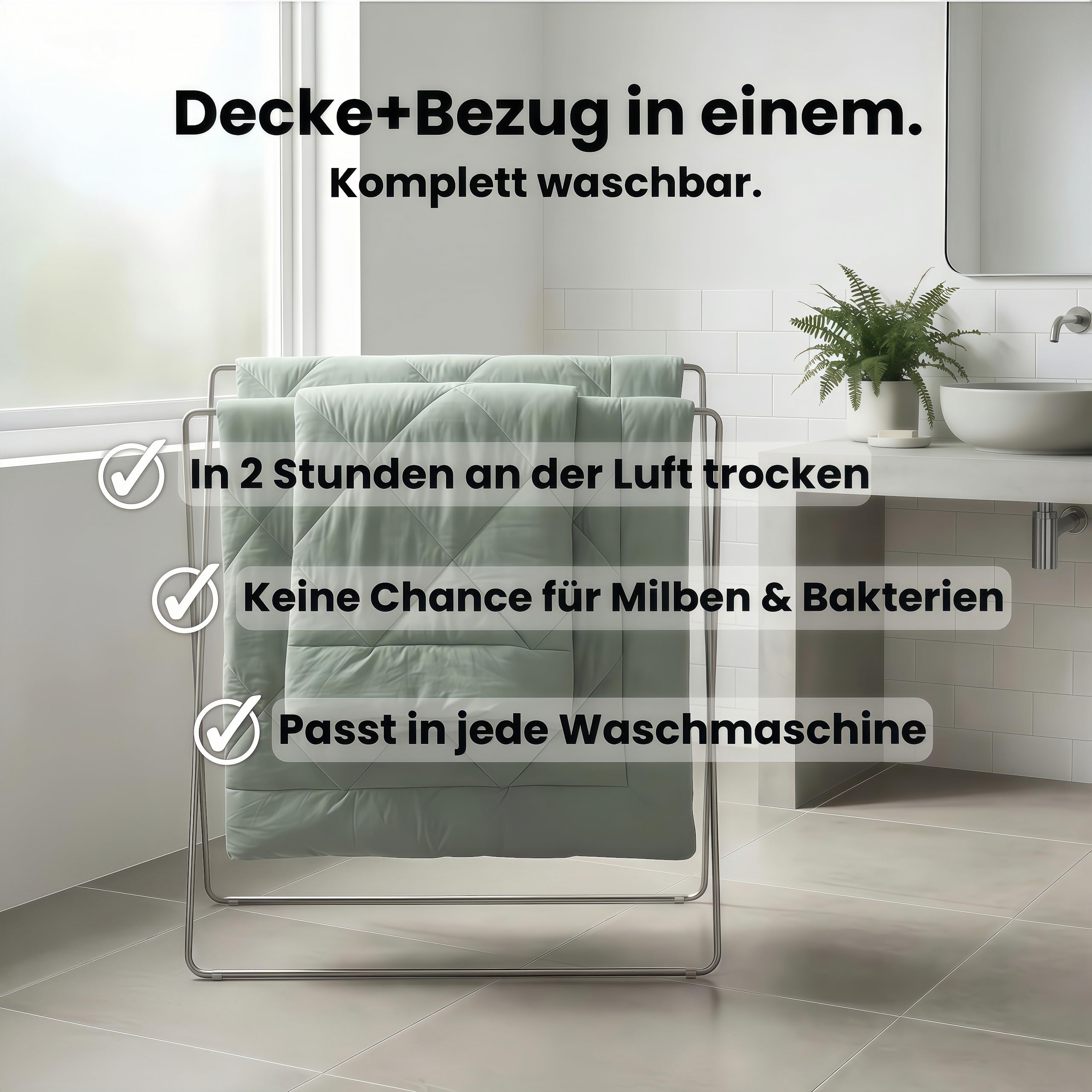 Anfaru Easy Comfort 2-in-1 Bettdecke, ultraleichte & waschbare Mikrofaser Steppdecke, schnelltrocknend, vereint Decke und Bezug, 4 Jahreszeiten Decke, ultraweich für optimalen Schlafkomfort