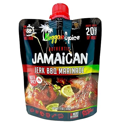 Miniatura 6 de Reggae Spice Jamaican Jerk Marinade  Salsa de condimento húmedo auténtica de 60 segundos para cocinar carnes  Sin gluten, vegana y apta para dieta