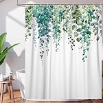 Green Misty Forest Shower Curtain Nature Woodland Pine Tree Shower Curtain 71x71 Inch Rustic Fog Forest Scenery Plant Bathroom Curtains Set with 12 Hooks Waterproof Polyester Fabric