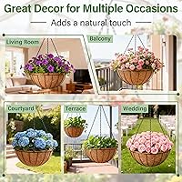 Vista 8 de Halatool 2 forros redondos de coco de 8 pulgadas, 100% fibra de coco natural para macetas, flores, verduras