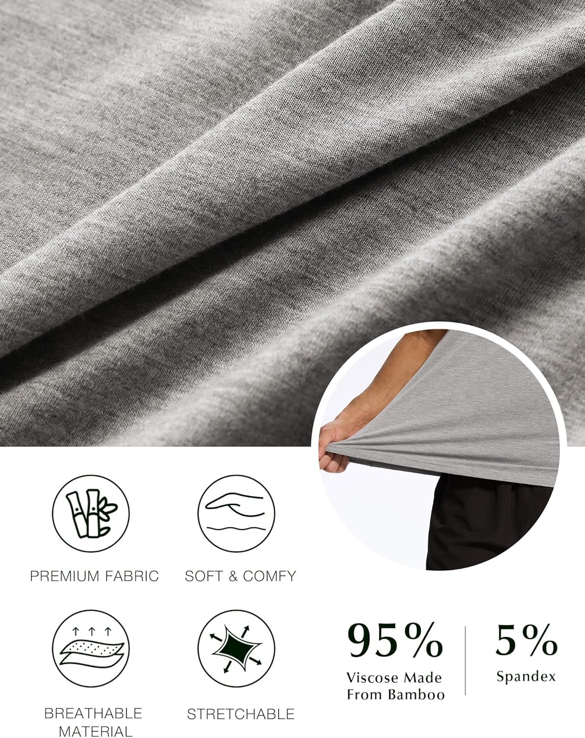 GYS Bamboo-derived Viscose Men's Pajama Tops Summer Short Sleeve Basic Sleep Shirt - Image 5