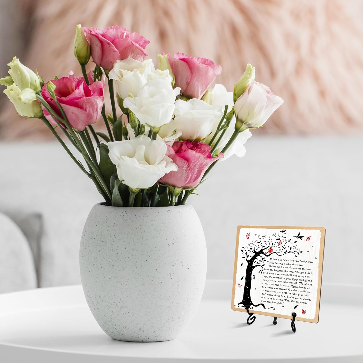 Sympathy Desk Decor, A Limb Has Fallen From Family Tree Sign With Iron Stand, Loss of Loved One Remembrance Gifts, In Memory of Loved One Bereavement Gifts, Home Office Desk Shelf Decorations -15 - Image 3