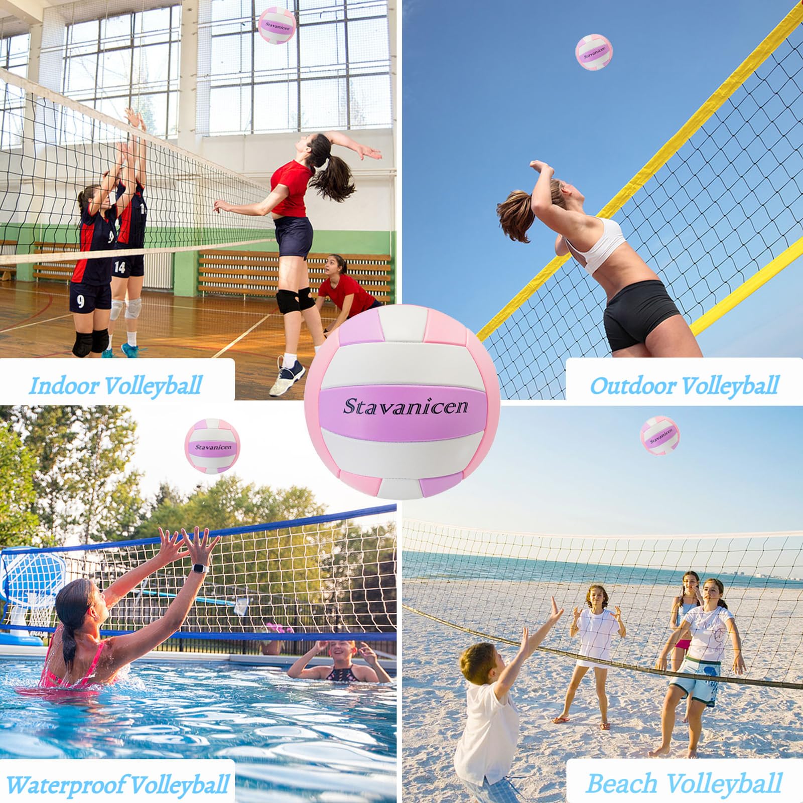 Volleyball, offizielle Größe 5 für drinnen und draußen, dickeres Polyurethan, weicher Strandvolleyball für Erwachsene, Teenager, Erwachsene, Strandspiel, Fitnessstudio, Training, Anfänger