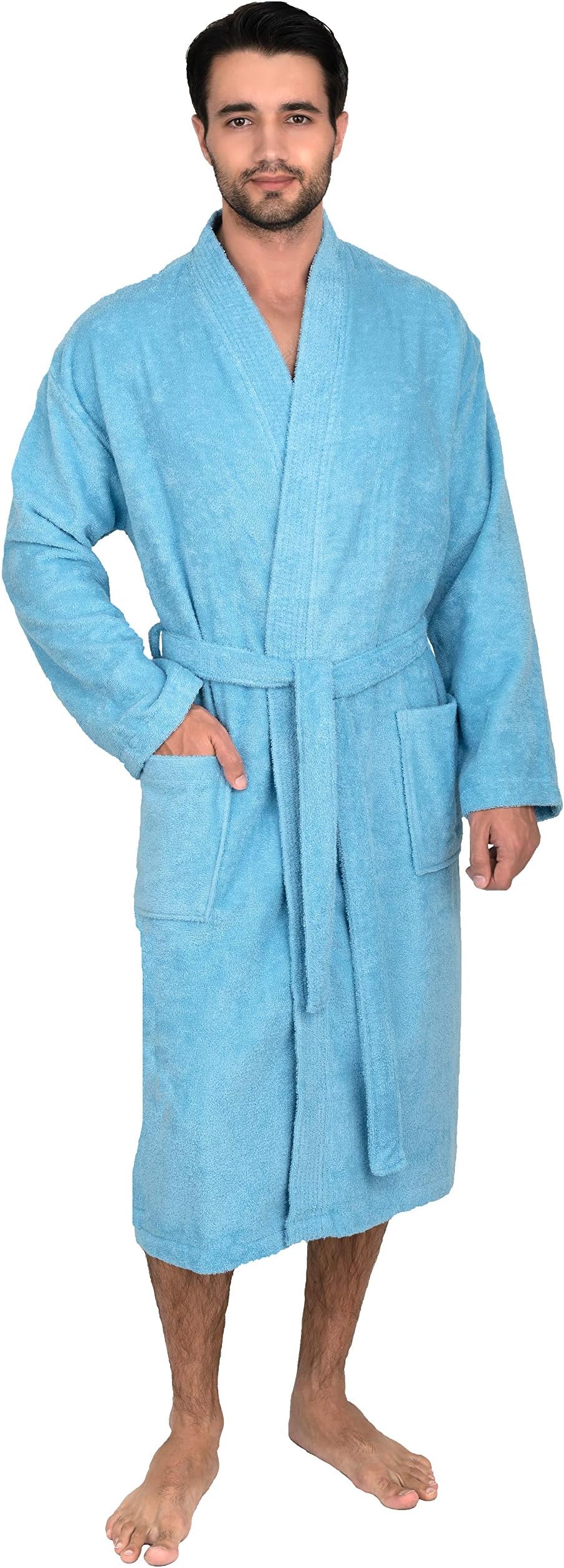 Men’s Robe Turkish Cotton Terry Kimono Soft Bathrobe