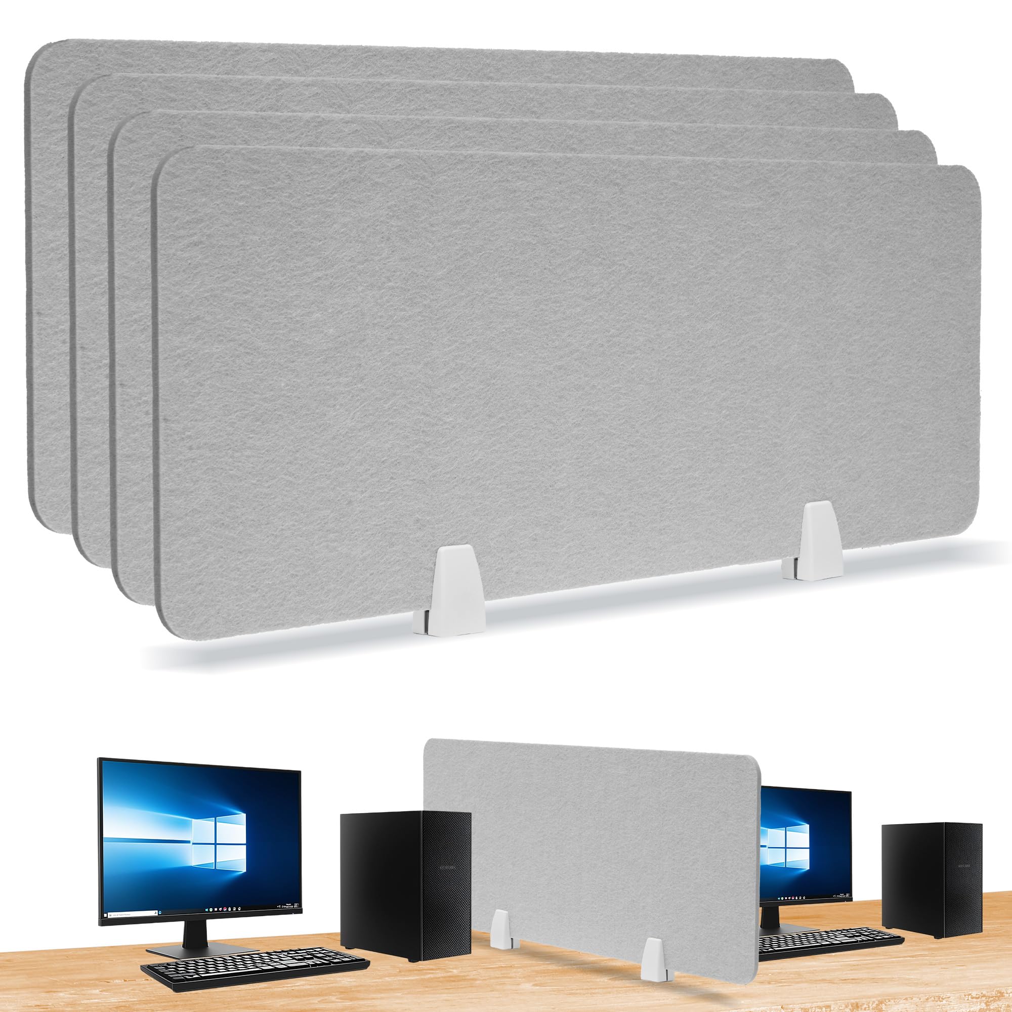 jxgzyy 4pcs Desk Divider Acoustic Desktop Privacy Panel 80 x 30cm Raw Clamp-On Acoustic Partition Reduce Noise and Visual Distraction Boards For Home Offices Libraries Classroom