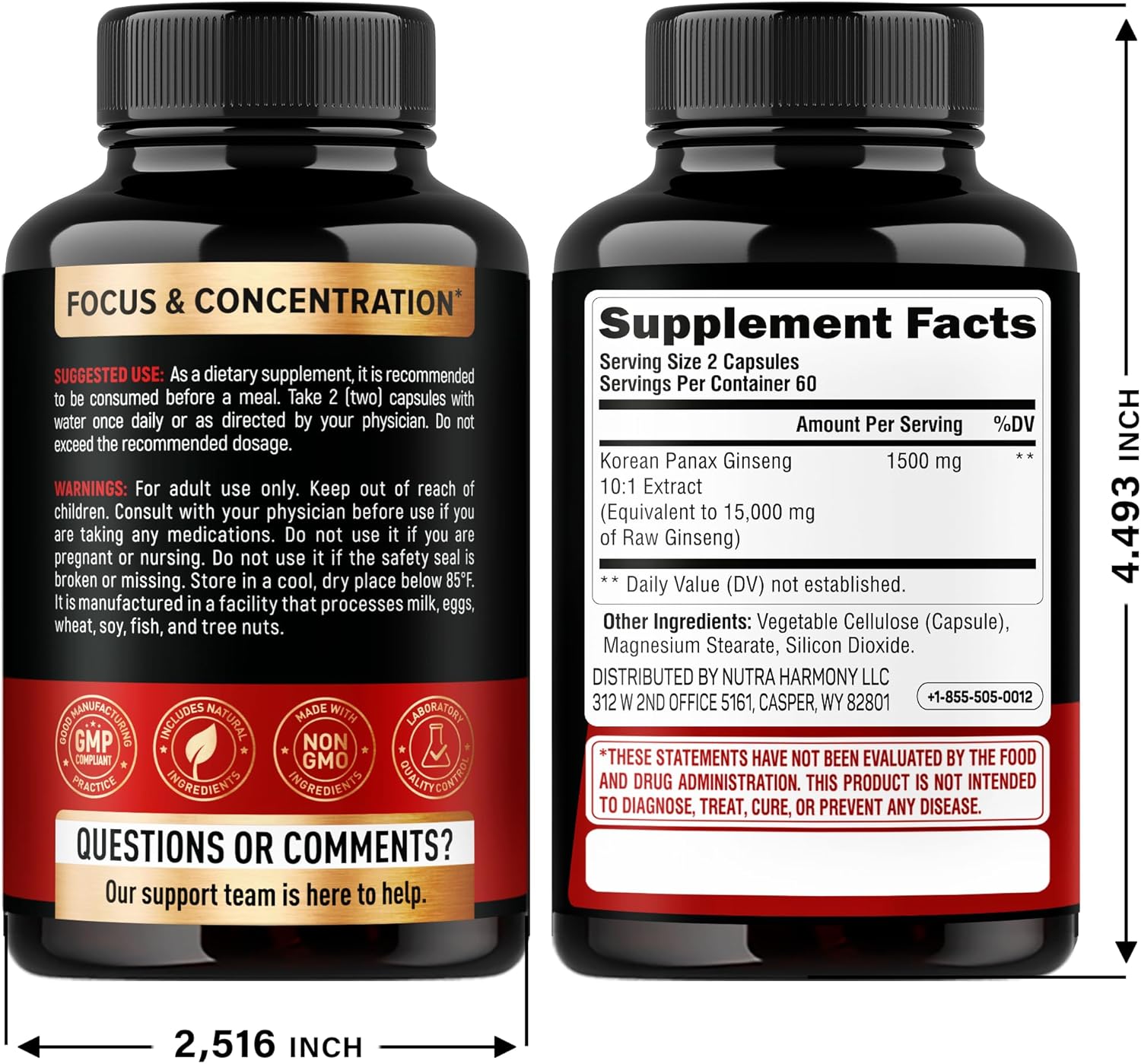 Panax Ginseng 15,000 mg - Red Korean Ginseng Supplement for Men - Extra Strength 10:1 Extract - Energy, Focus, Productivity & Performance - Natural & Vegan - Made in USA - 120 Capsules, 2 Month Supply - Image 2