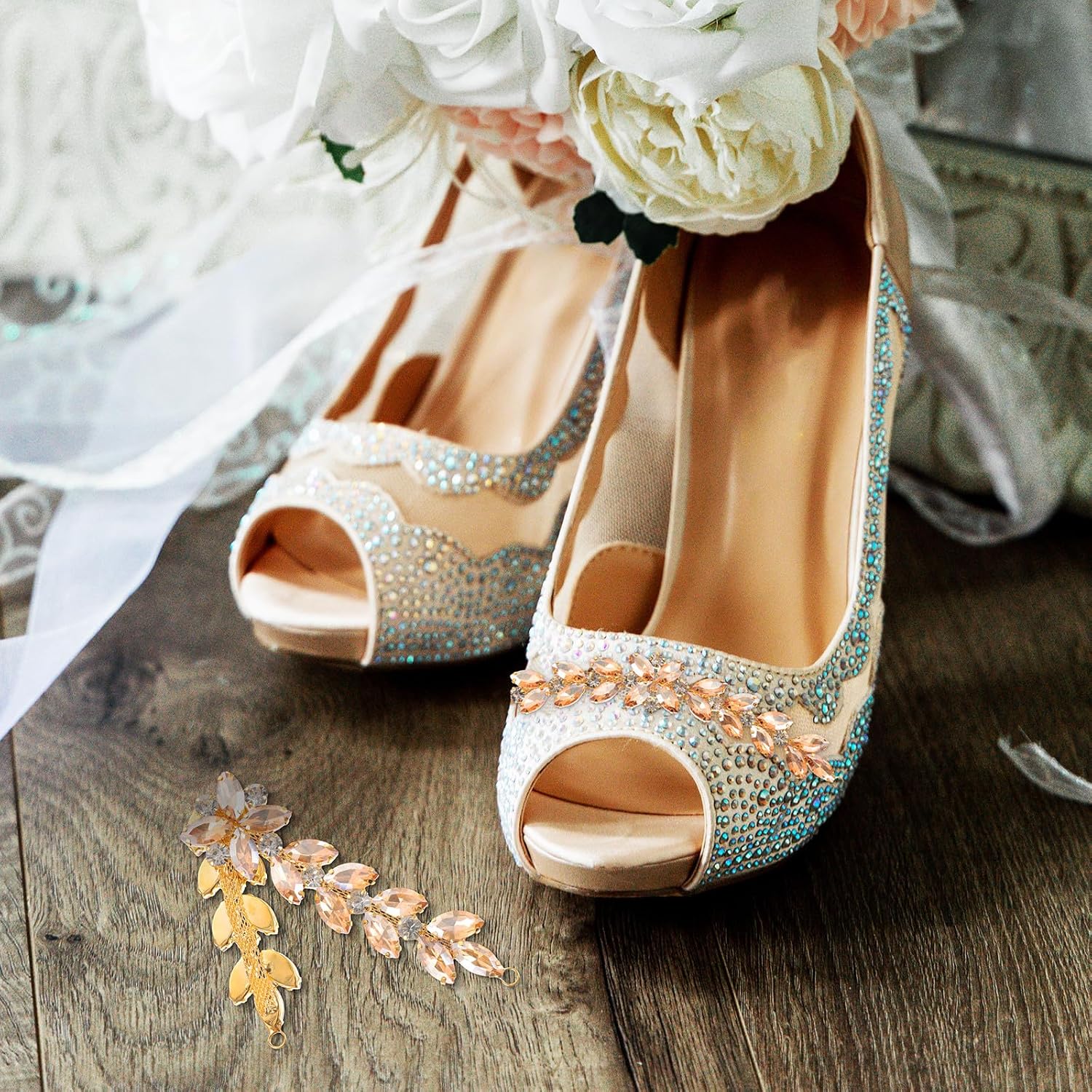 Golden Glass Rhinestone Applique for Clothing, Shoes and Accessories